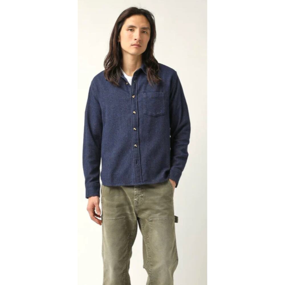 Corridor Midnight Blue Flannel Button Up Shirt Solid Soft Cotton Sz XXL